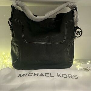Michael Kors NWOT Black Leather Shoulder Bag with Charm